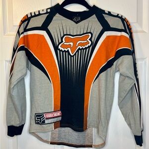 Vintage Fox Racing Shirt Youth M Orange Gray Black Motocross Jersey Streetwear